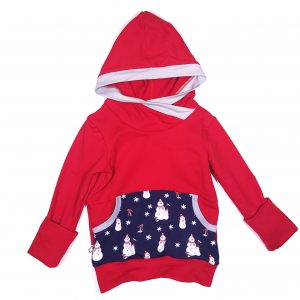 Hanorac Red, Snow Man, evolutiv, cu gluga si buzunar cangur